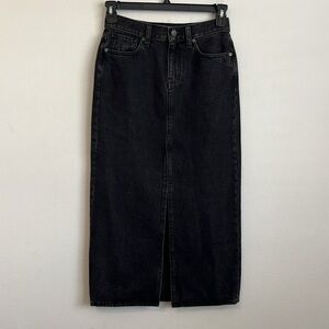 Madewell Black Denim Midi Skirt